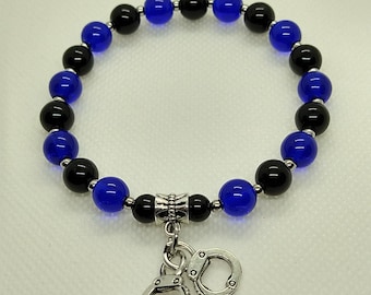 Handcuff Bracelet, Blue and Black Handcuff Bracelet, Law Enforcement Jewelry, Law Enforcement Bracelet, Police Bracelet, Police Jewelry