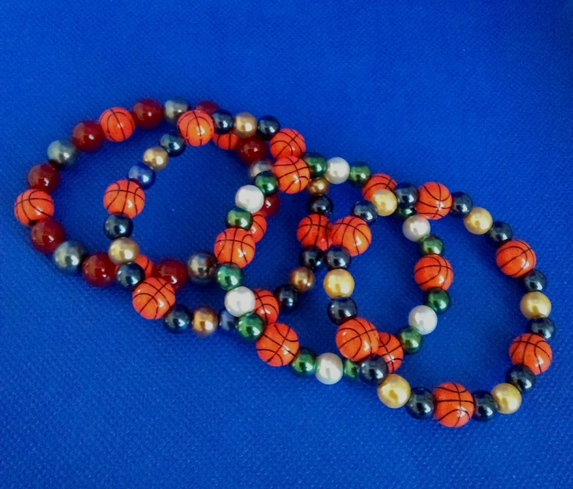 Basketball Bracelet Basketball Jewelry Basketball Beaded Etsy