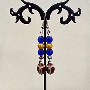 Blue and Maize Football Earrings,Blue and Maize Football Jewelry,Blue and Maize,Michigan Earrings,Michigan Jewelry,University of MI Jewelry