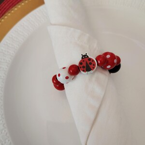 Ladybug Napkin Rings,Ladybug Napkin Holder,Ladybug Table Decor,Beaded Napkin Rings,Ladybug Table Accessories,Summer Napkin Rings,Ladybugs