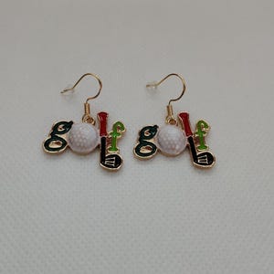 Golf Earrings, Golf Jewelry, Golf Lover Earrings, Golf Lover Jewelry, Gifts for Golfers,Golfer Gifts,Dangle Golf Earrings,Golf Charm Jewelry