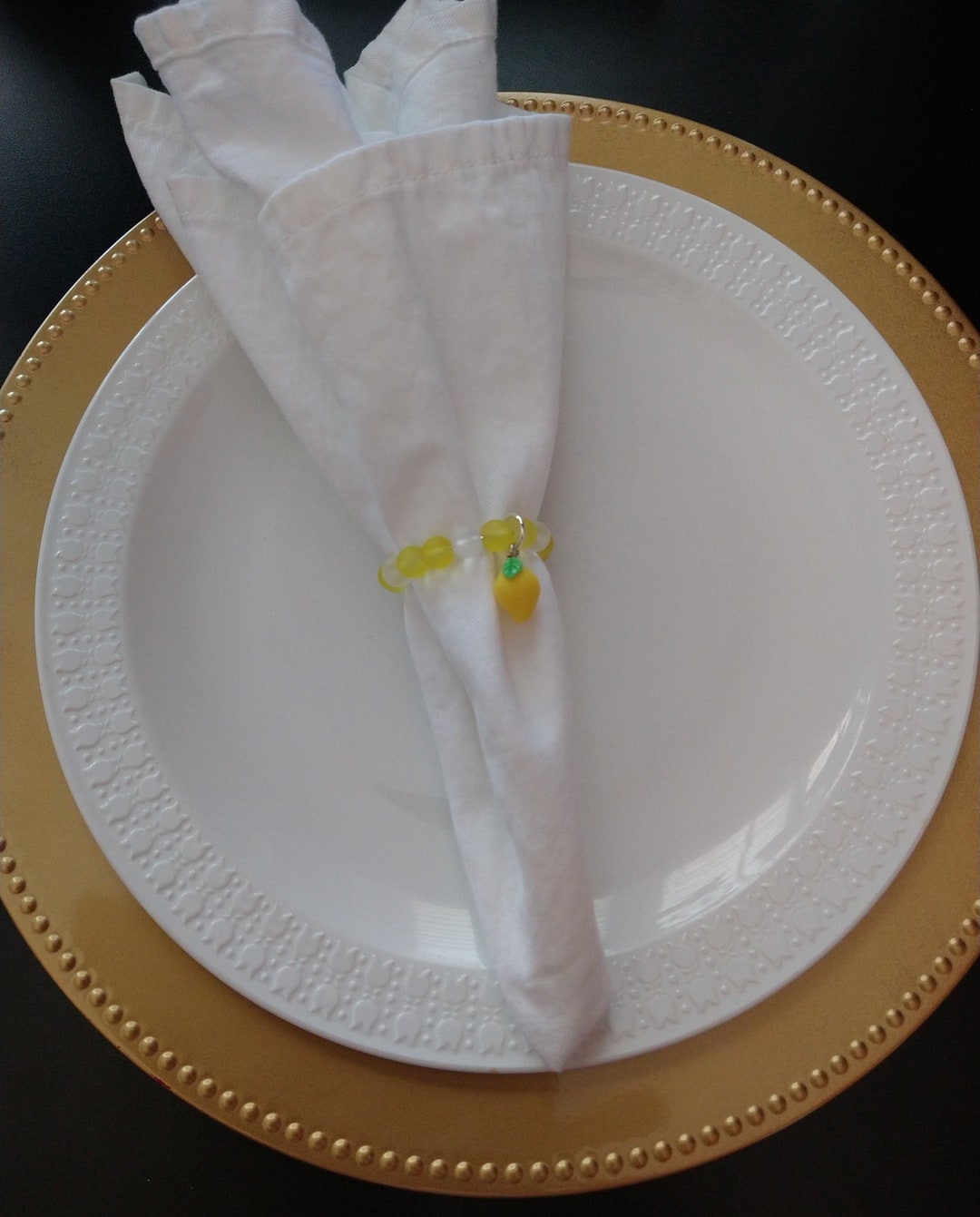 IUIBMI Lemon Napkin Rings Set Of 6, Yellow Faux Lemon Napkin Ring