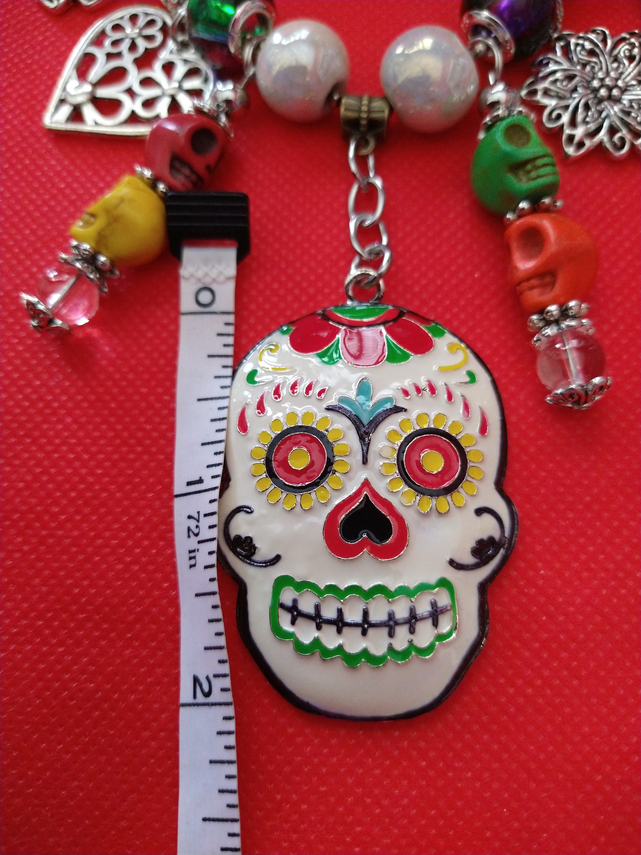 Skull Necklace Skull Jewelry Halloween Skull Necklace Etsy