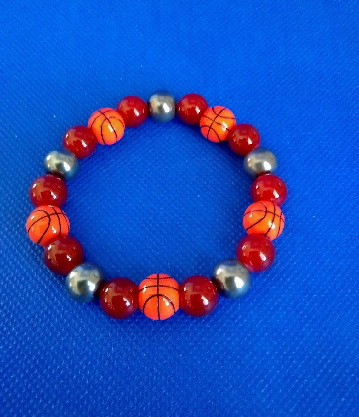Basketball Bracelet Basketball Jewelry Basketball Beaded Etsy