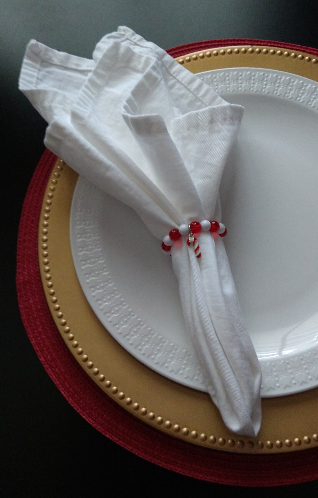 Set of 4, Candy Cane Napkin Rings, Christmas Napkin Rings, Holiday Napkin Rings, Candy Cane