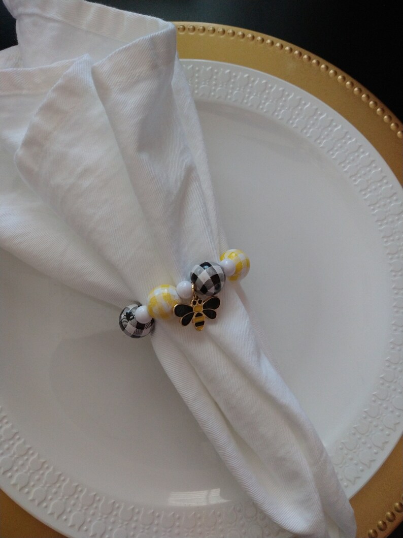 Set of 4 Bee Napkin Rings Bee Napkin Ringsyellow and Black - Etsy