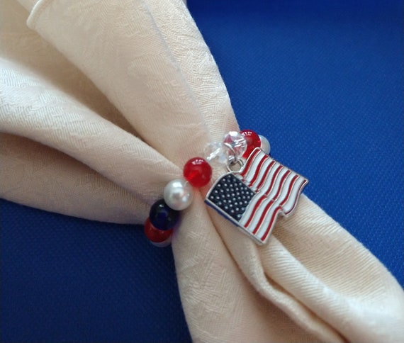 Red white and cheap blue napkin rings