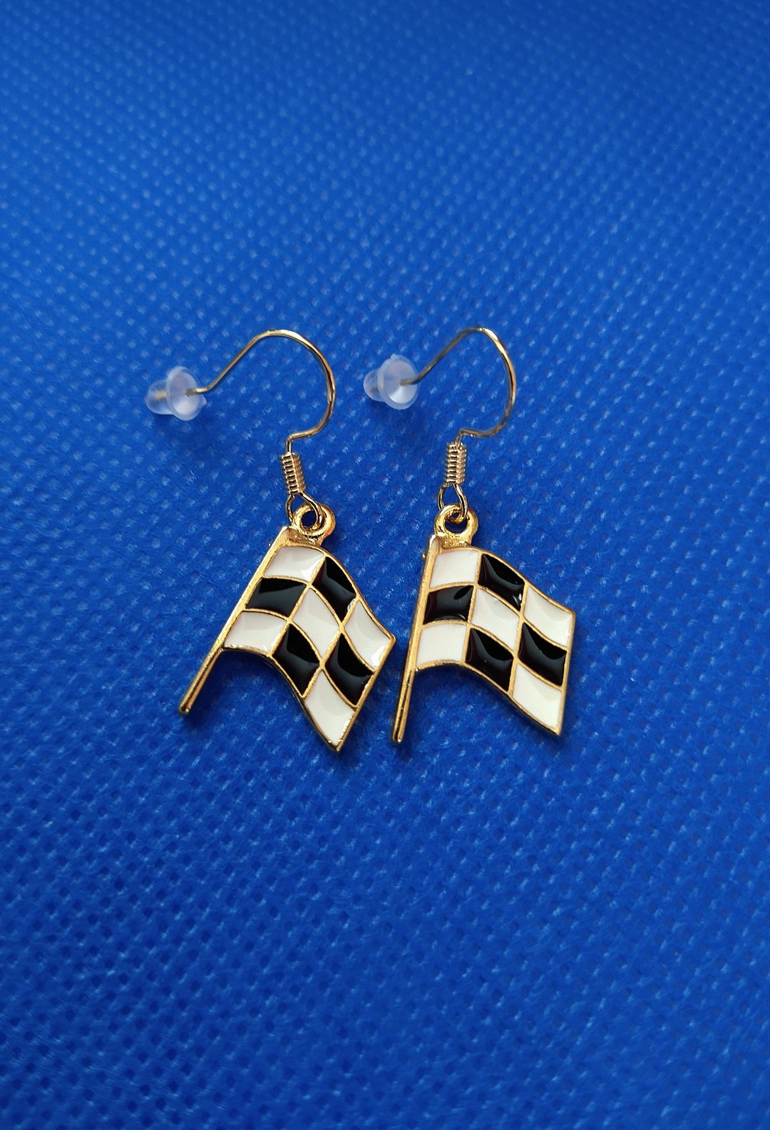 Black and White Flag Earrings Black and White Flag Jewelry Etsy