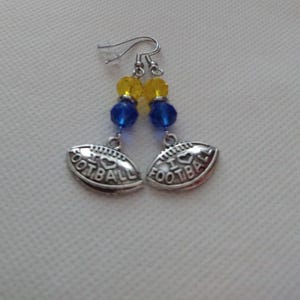 Blue and Maize Football Earrings,Blue and Maize Football Jewelry,Blue and Maize,Michigan Earrings,Michigan Jewelry,University of MI Jewelry