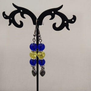 Blue and Maize Football Earrings,Blue and Maize Football Jewelry,Blue and Maize,Football Jewelry, Football Earrings,Michigan Jewelry