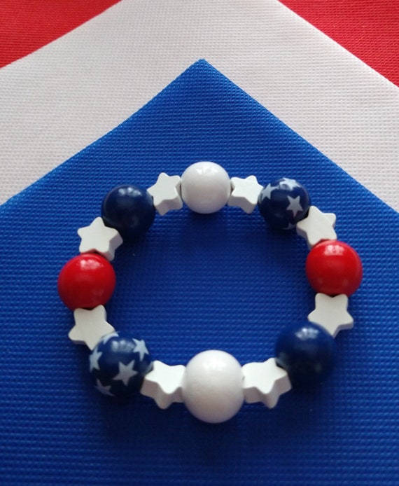 Set of 4 Red White Blue Napkin Rings American Flag Napkin Rings