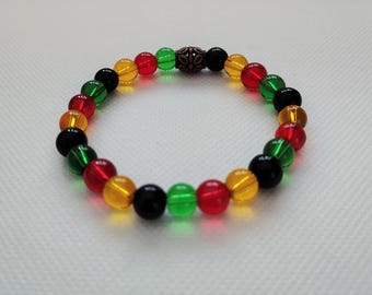 Bracelet Black History,Black History Month Bracelet, Black, Green, Yellow and Red Bracelet, Black History, Black History Beaded Jewelry