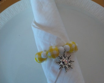 Sun Napkin Rings, Sunshine Napkin Rings,Sun Napkin Holders,Summer Napkin Rings,Summer Napkin Holders, Yellow and White Napkin Rings