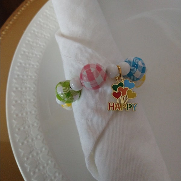 Happy Birthday Napkin Rings, Happy Anniversary Napkin Rings, Balloons Theme Napkin Rings, Happy Birthday Beaded Napkin Rings, Happy Birthday