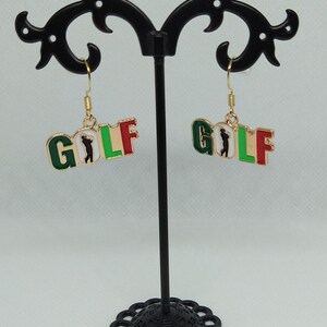 Golf Earrings, Golf Jewelry, Golf Lover Earrings, Golf Lover Jewelry, Gifts for Golfers,Golfer Gifts,Dangle Golf Earrings,Golf Charm Jewelry