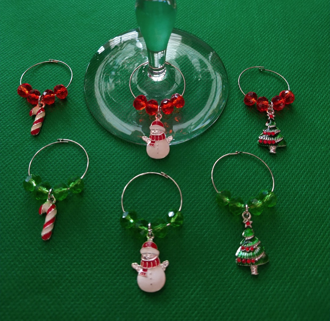 Set of 6 Wine Glass Charms,wine Glass Charms,christmas Wine Glass
