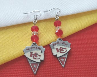 Football Earrings, Football Jewelry, Kansas City Chiefs Earrings, Chiefs Earrings, Chiefs Jewelry, Kansas City Chiefs Jewelry