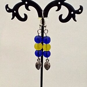 Blue and Maize Football Earrings,Blue and Maize Football Jewelry,Blue and Maize,Football Jewelry, Football Earrings,College Jewelry
