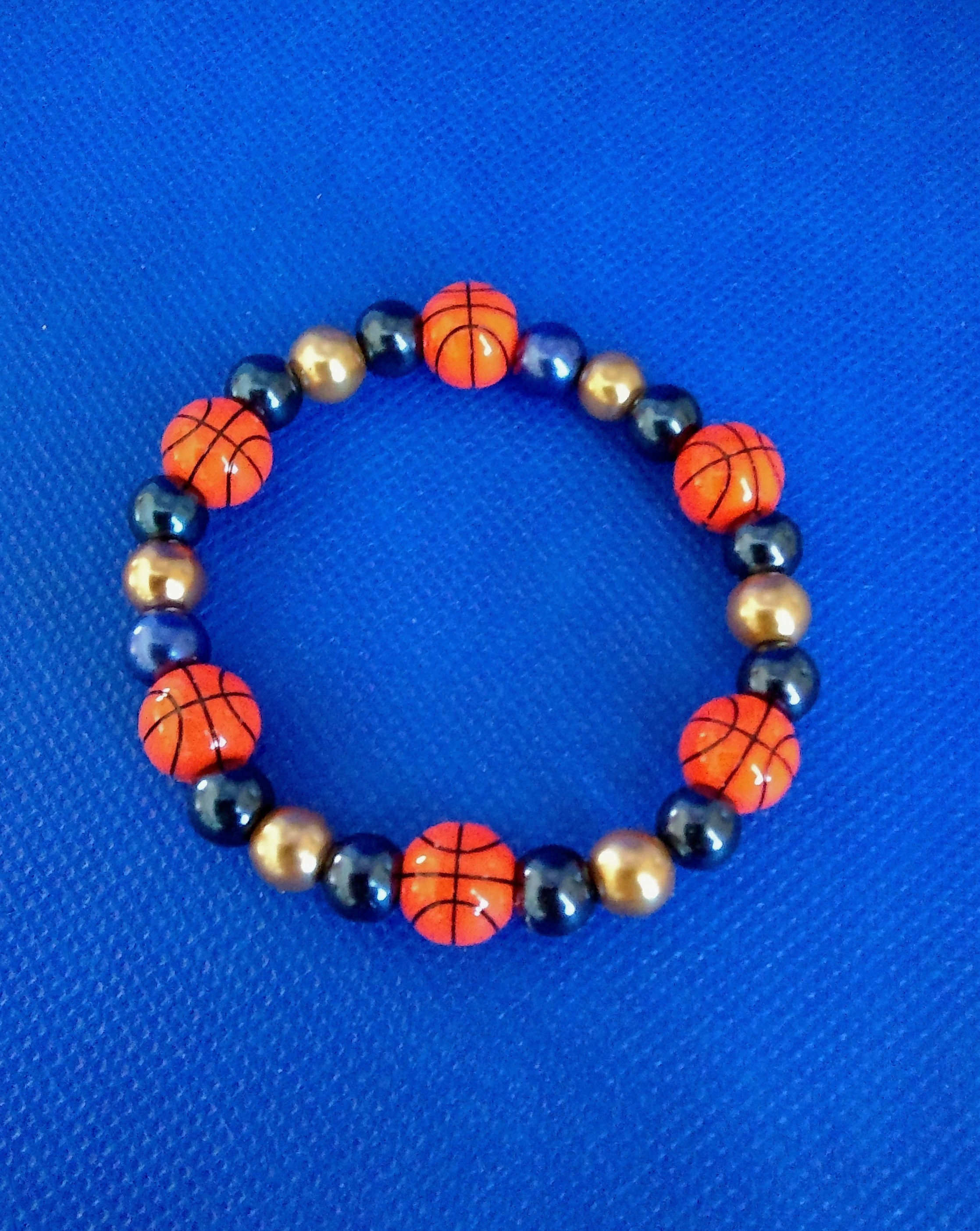 Basketball Bracelet Basketball Jewelry Basketball Beaded Etsy