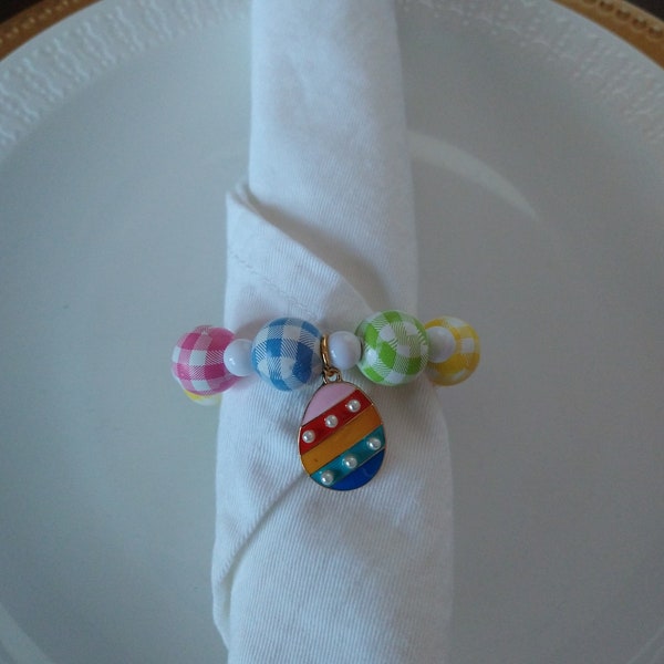 Set of 4 Easter Napkin Rings,Easter Egg Napkin Rings,Spring Napkin Rings,Beaded Napkin Rings,Napkin Rings,Easter Table Decorations