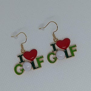 Golf Earrings, Golf Jewelry, Golf Lover Earrings, Golf Lover Jewelry, Gifts for Golfers,Golfer Gifts,Dangle Golf Earrings,Golf Charm Jewelry