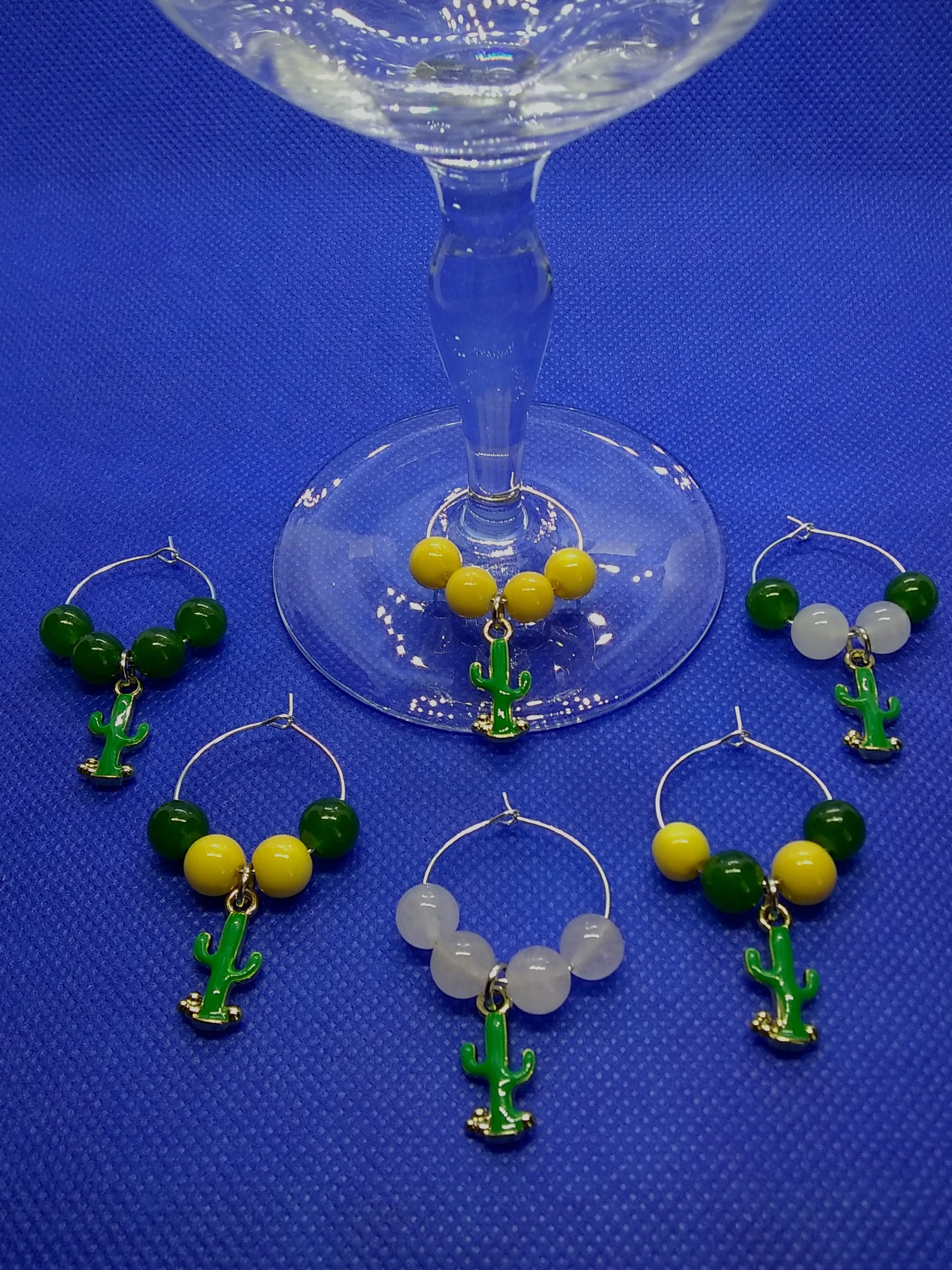 Set of 6 Wine Glass Charms Cactus Wine Glass Charms Cactus Etsy UK