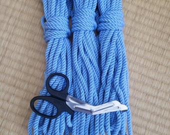 Shibari Rope. Bamboo ‘Periwinkle’ 8 meter (26ft) Vegan-friendly handmade bondage rope.
