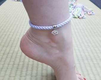 Bamboo anklet, sterling silver polyamory charm, with stainless steel fittings, bdsm day collar, submissive jewellery, babygirl
