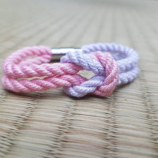 Pastelkleurige armband, lila en roze, prinses, shibari, touw, armband, bdsm-kraag