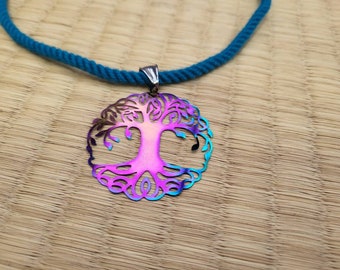 Tree of life collar, pagan necklace. Choose your colour! Made with super soft bamboo.  free delivery