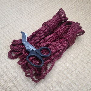 Shibari Rope. 1 ply &#39;Cherry - Fully treated&#39; Tossa Jute Rope. 8 meter (26ft) Vegan-friendly handmade bondage rope.