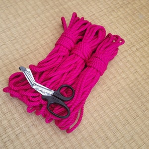 Shibari Rope. Bamboo ‘Hot Pink’. 8 meter (26ft) Vegan-friendly handmade bondage rope.