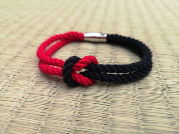Bamboo Rope Bracelet, Black and Red, Shibari, Rope, Bracelet, Bdsm Collar 