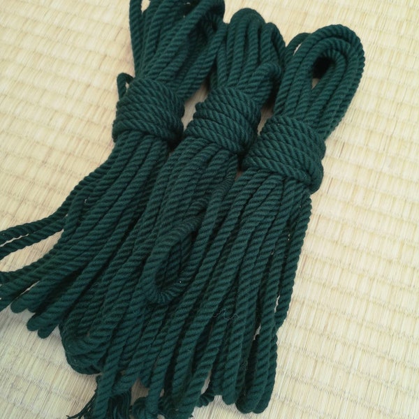Shibari Rope. Bamboo ‘Forest Green’. 8 meter (26ft) Vegan-friendly handmade bondage rope.