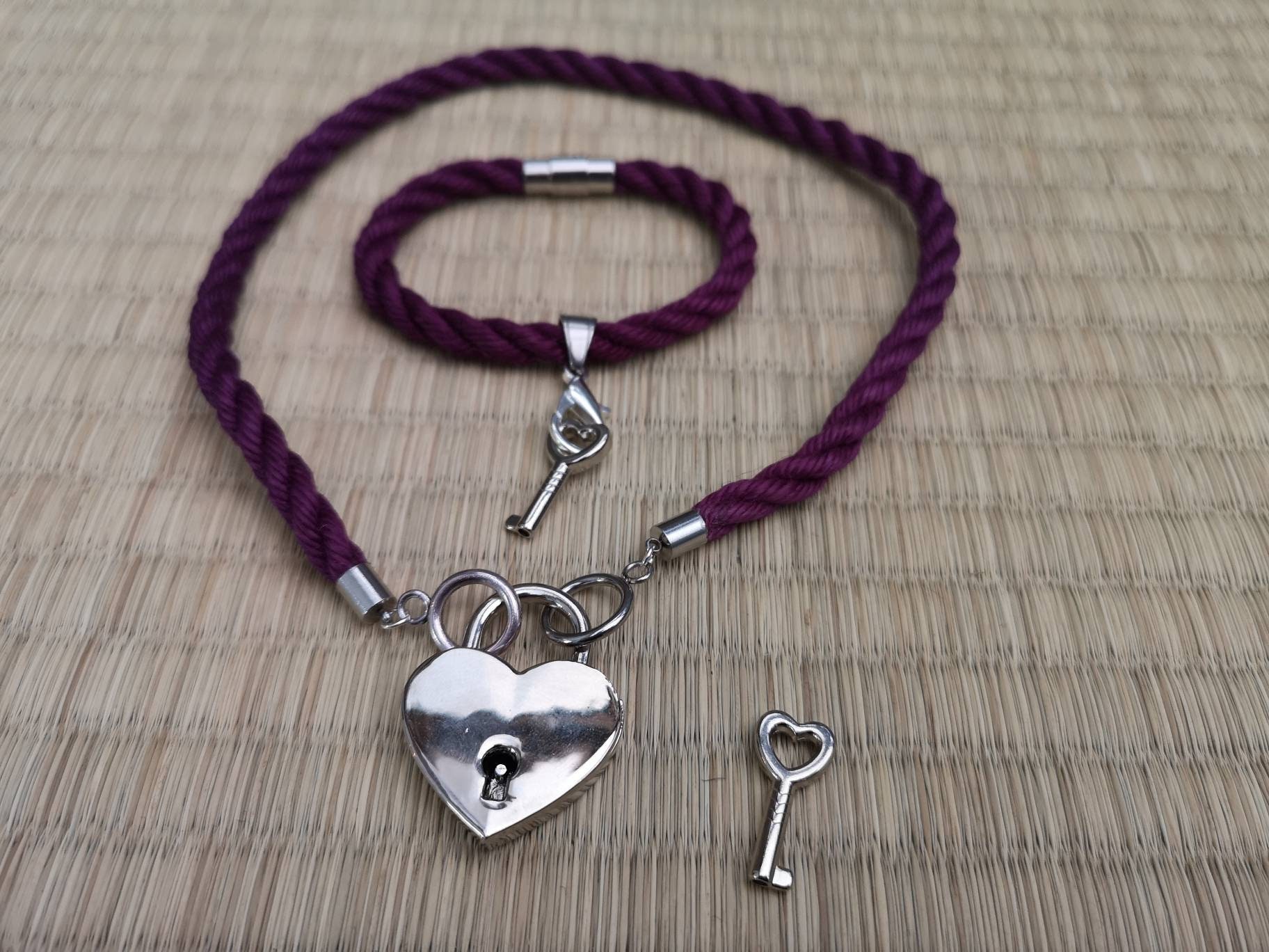 BDSM Collar with matching bracelet in purple Dominant and Etsy