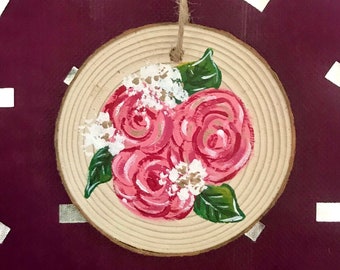 Hand-painted Florals on Wood: Pink Florals