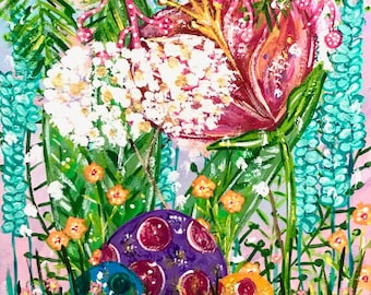 Mushroom Original Painting: "Labyrinth" (Magic Forest Art)
