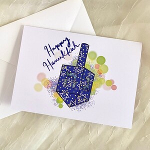 Carte de Hanoukka : Joyeux Hanoukka Dreidel