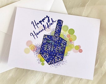 Hanukkah Card: Happy Hanukkah Dreidel
