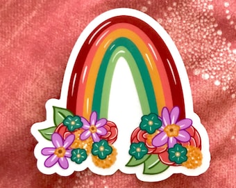 Clear Rainbow Floral Sticker