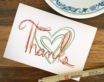 Carte de vœux : Merci (Heart Notecard)