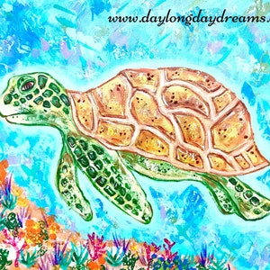 Turtle Original Painting: Under the Sea Sea Turtle Ocean Art image 2