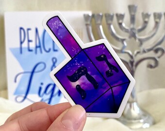 Adesivo de Hanukkah: Dreidel do céu noturno