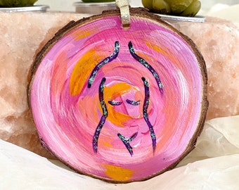 Figure Painting on Wood: Pink 1