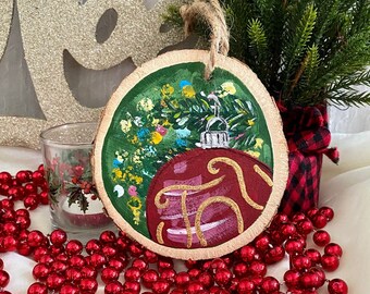 Original Painting on Wood: Joy Ornament