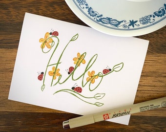 Carte de vœux: Bonjour (Lady Bug Note Card)