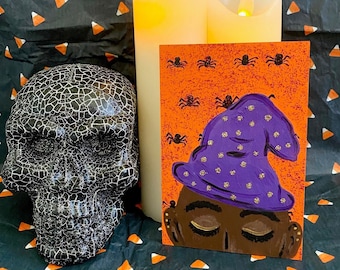 Peinture de sorcière 2 : Art original d’Halloween sur bois