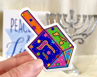 Hanukkah Sticker: Rainbow Dreidel