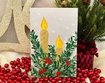 Original Painting on Wood Panel: Christmas Candles