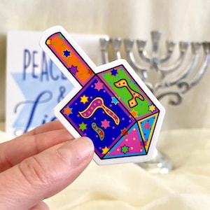 Hanukkah Sticker: Rainbow Dreidel image 1